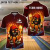BlueJose Bowling And Pins Flaming Pin Beer Lover Customized Name, Team Name 3D Shirt (4 Colors)