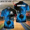 BlueJose Bowling And Pins Big Flame Customized Name, Team Name 3D Shirt (4 Colors)