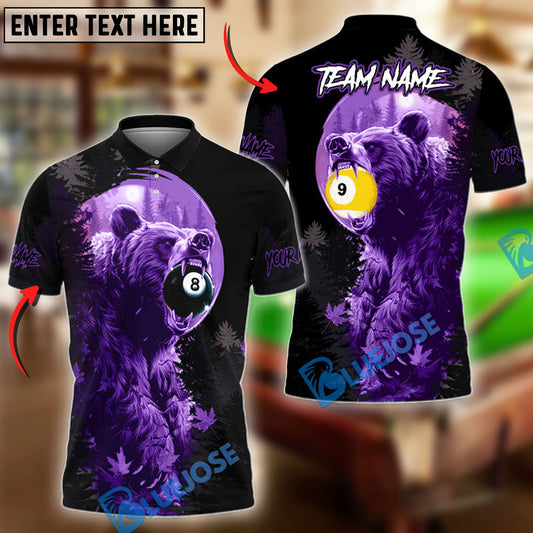 BlueJose Billiards Ball 8 & Ball 9 Bear Forest Personalized Name & Team Name Shirt (4 Colors)
