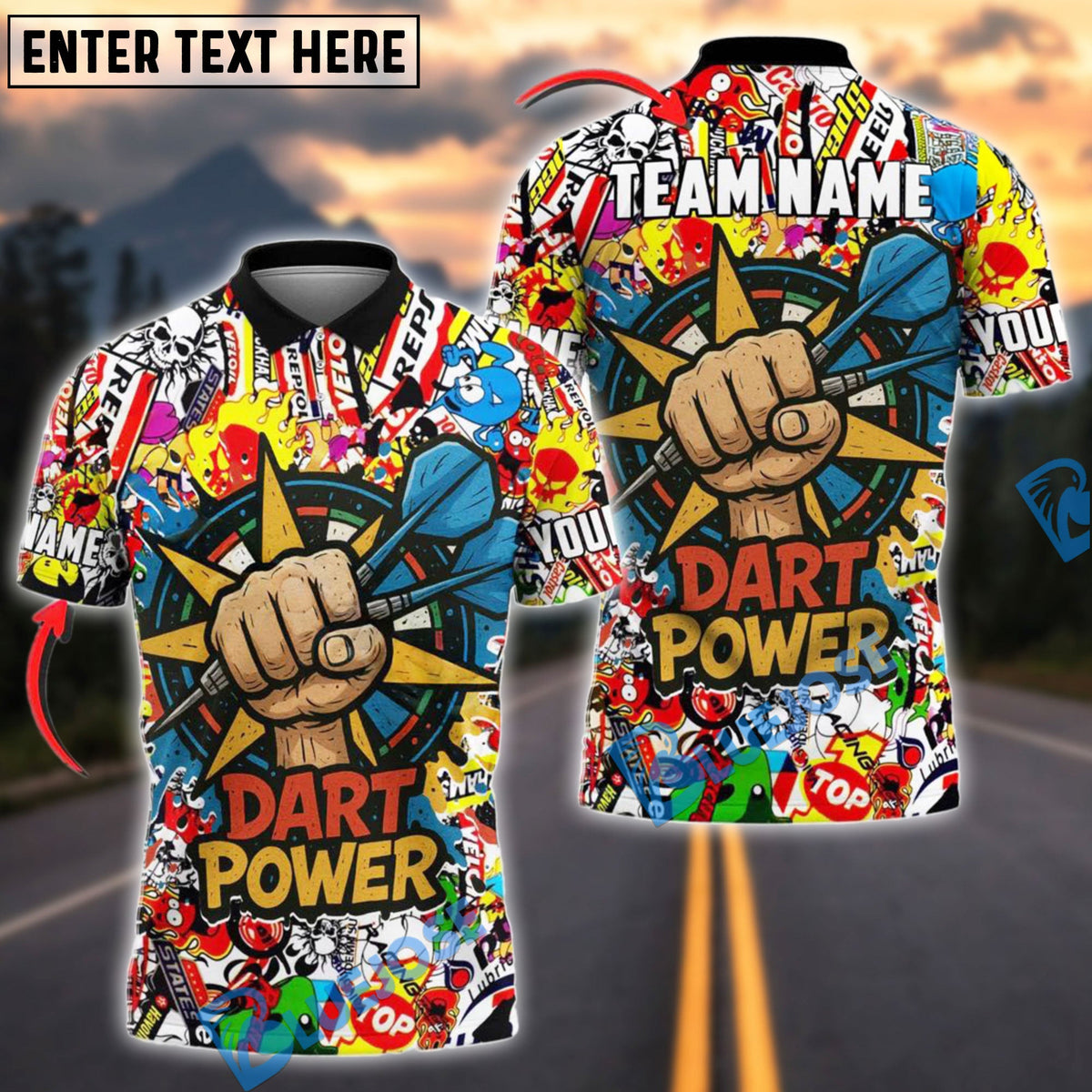 BlueJose Darts Power Personalized Name, Team Name Shirt