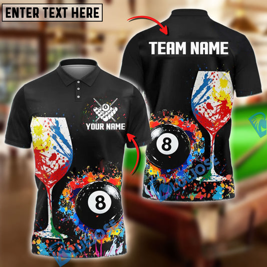 BlueJose Billiards Ball 8 Pool Wine Splash Personalized Name, Team Name Unisex Shirt