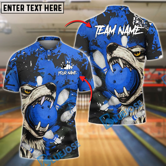 BlueJose Bowling Wolf Strike Customized Name, Team Name 3D Shirt (4 Colors)