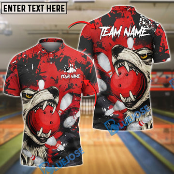 BlueJose Bowling Wolf Strike Customized Name, Team Name 3D Shirt (4 Colors)