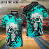 BlueJose Bowling Flaming Skull Strike Customized Name, Team Name 3D Shirt (4 Colors)