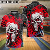 BlueJose Bowling Flaming Skull Strike Customized Name, Team Name 3D Shirt (4 Colors)