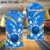 BlueJose Bowling Flaming Ball & Pins Design Customized Name, Team Name 3D Shirt (4 Colors)