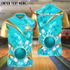 BlueJose Bowling Flaming Ball & Pins Design Customized Name, Team Name 3D Shirt (4 Colors)