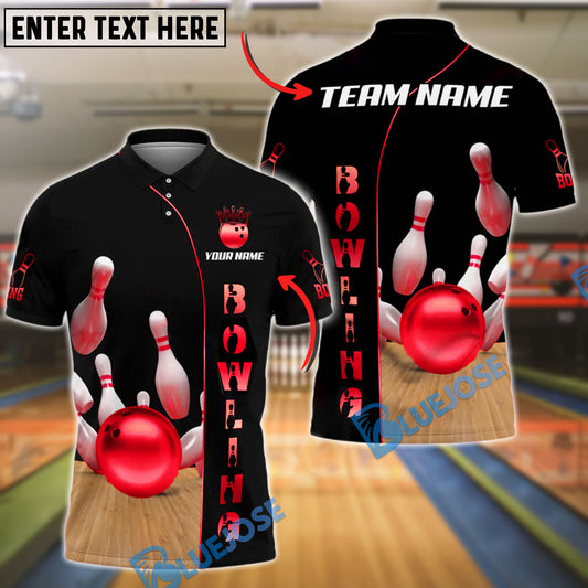 BlueJose Golden Bowling Shirt Basic Style Customized Name, Team Name 3D Shirt (4 Colors)