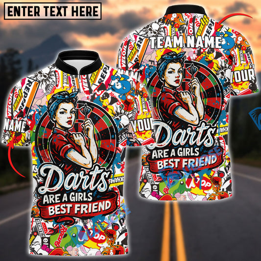BlueJose Darts Girls Best Friend Personalized Name, Team Name Shirt