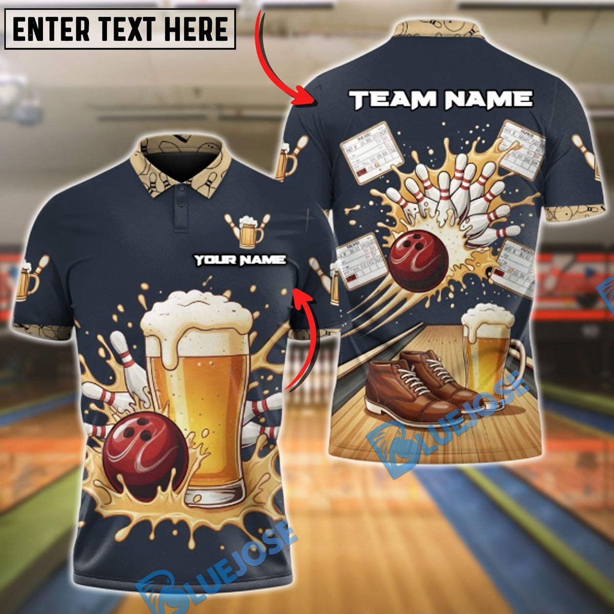BlueJose Bowling And Pins Beer Frame Bonanza Customized Name, Team Name 3D Shirt