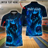 BlueJose Bowling And Pins Flaming Wolf Power Customized Name, Team Name 3D Shirt (4 Colors)