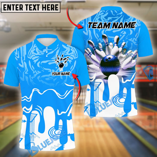 BlueJose Bowling And Pins Shockwave Customized Name, Team Name 3D Shirt (4 Colors)