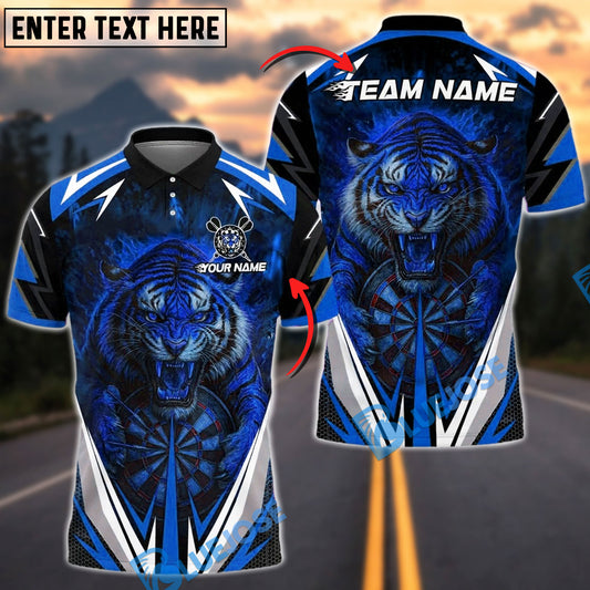 BlueJose Darts Fire Tiger Customized Name, Team Name 3D Shirt (4 Colors)