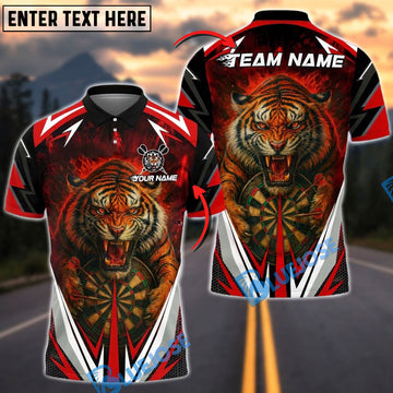 BlueJose Darts Fire Tiger Customized Name, Team Name 3D Shirt (4 Colors)