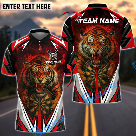 BlueJose Darts Fire Tiger Customized Name, Team Name 3D Shirt (4 Colors)