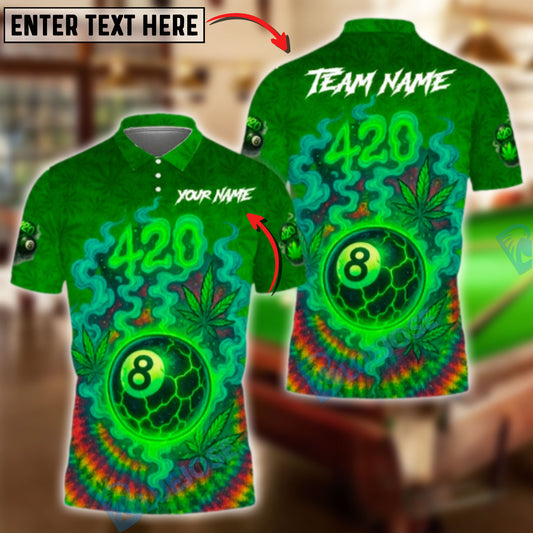 BlueJose Billiards Funny Green 420 Customized Name, Team Name 3D Shirt