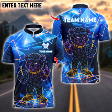 BlueJose Darts Hiphop Bear Neon Style Customized Name, Team Name 3D Shirt (4 Colors)