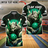 BlueJose Bowling And Pins Savage Wolf Customized Name, Team Name 3D Shirt (4 Colors)