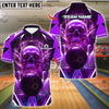 BlueJose Bowling And Pins Electric Skull Customized Name, Team Name 3D Shirt (4 Colors)