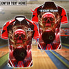 BlueJose Bowling And Pins Electric Skull Customized Name, Team Name 3D Shirt (4 Colors)