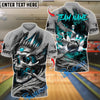 BlueJose Bowling And Pins Skull King Customized Name 3D Shirt (6 Colors)