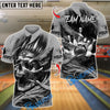 BlueJose Bowling And Pins Skull King Customized Name 3D Shirt (6 Colors)