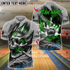 BlueJose Bowling And Pins Skull King Customized Name 3D Shirt (6 Colors)