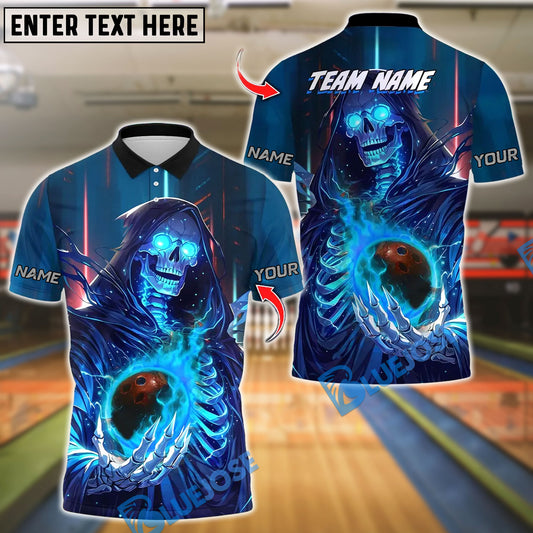 BlueJose Bowling And Pins  Cyber Reaper Design Customized Name, Team Name 3D Shirt (4 Colors)