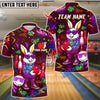 BlueJose Bowling And Pins Bunny Street Style Graffiti Design Customized Name, Team Name 3D Shirt (4 Colors)