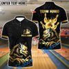 BlueJose Bowling And Pins Wolf Strike Gold Fury Customized Name, Team Name 3D Shirt (4 Colors)