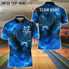BlueJose Bowling And Pins Flame Eagle Design Customized Name, Team Name 3D Shirt (4 Colors)