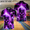 BlueJose Bowling And Pins Flame Skull Team Design Customized Name, Team Name 3D Shirt (4 Colors)