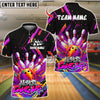 BlueJose Bowling And Pins Graffiti Splash Paint Never Give Up Customized Name, Team Name 3D Shirt (4 Colors)