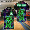 BlueJose Bowling And Pins Bear Crossed Arms Neon Customized Name, Team Name 3D Shirt (4 Colors)