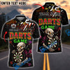 BlueJose Skeleton Darts Game Personalized Name, Team Name Shirt (4 Colors)
