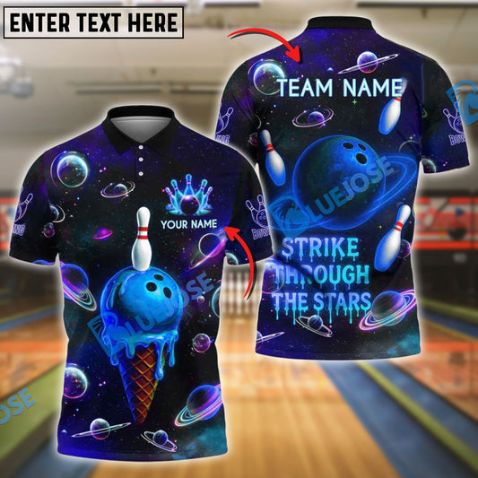BlueJose Bowling Galactic Ice Cream Strike Customized Name, Team Name 3D Shirt (4 Colors)