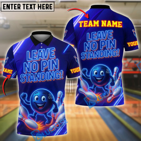 BlueJose Bowling Neon Leave No Pin Standing Customized Name, Team Name 3D Shirt (4 Colors)