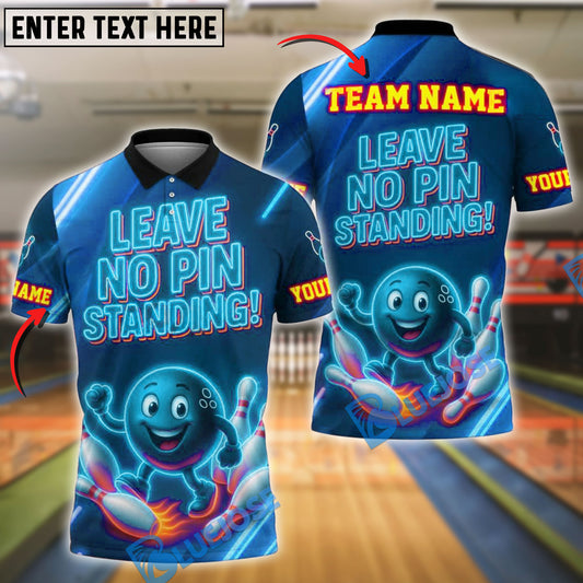 BlueJose Bowling Neon Leave No Pin Standing Customized Name, Team Name 3D Shirt (4 Colors)