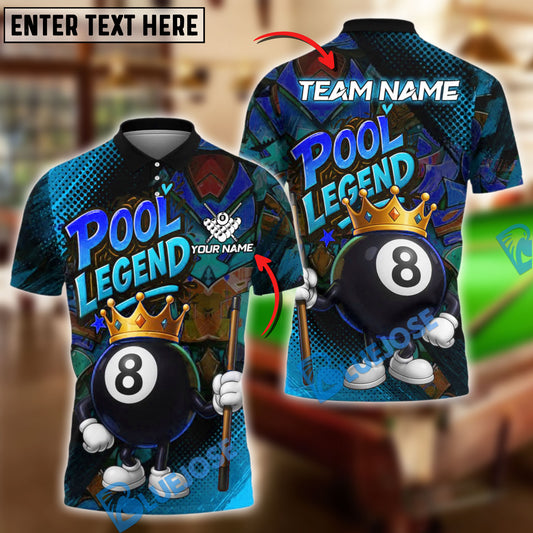 BlueJose Billiards Pool Legend King Personalized Name Shirt (4 Colors)