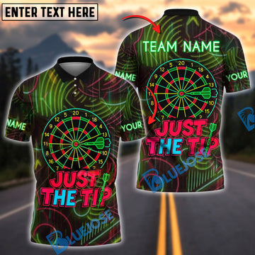BlueJose Just the Tip Funny Darts Neon Style Personalized Name, Team Name Shirt