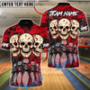 BlueJose Bowling And Pins Death Strike Skull Customized Name, Team Name 3D Shirt (4 Colors)
