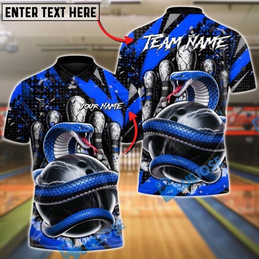 BlueJose Bowling And Pins Inferno Snake Customized Name, Team Name 3D Shirt (4 Colors)
