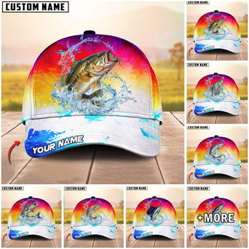 BlueJose Fishing Vibrant Sunset Personalized Cap (13 Breeds)
