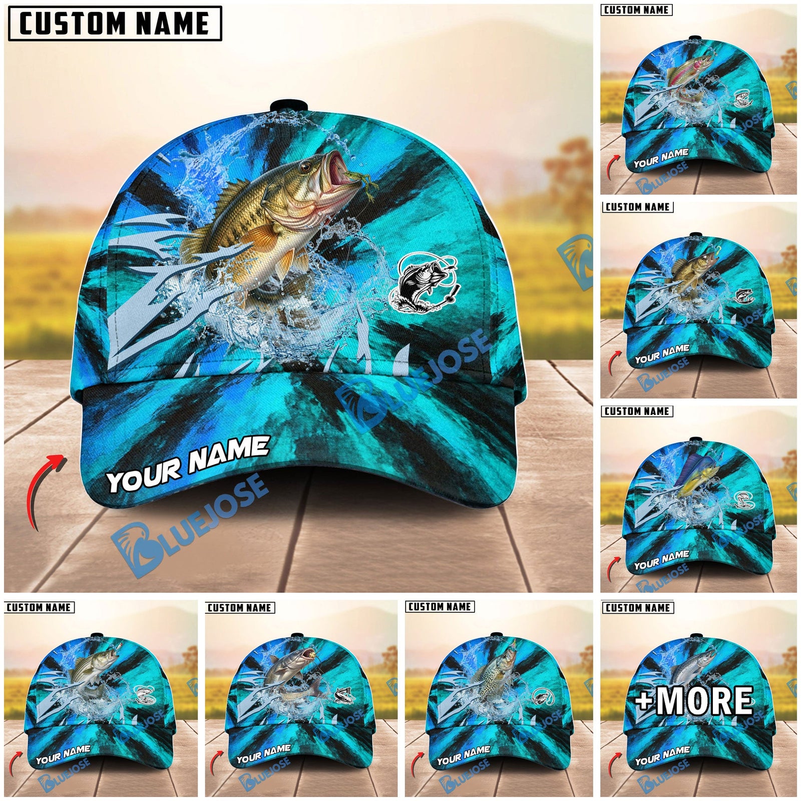 BlueJose Fishing Sharp Strike Personalized Cap (13 Breeds)