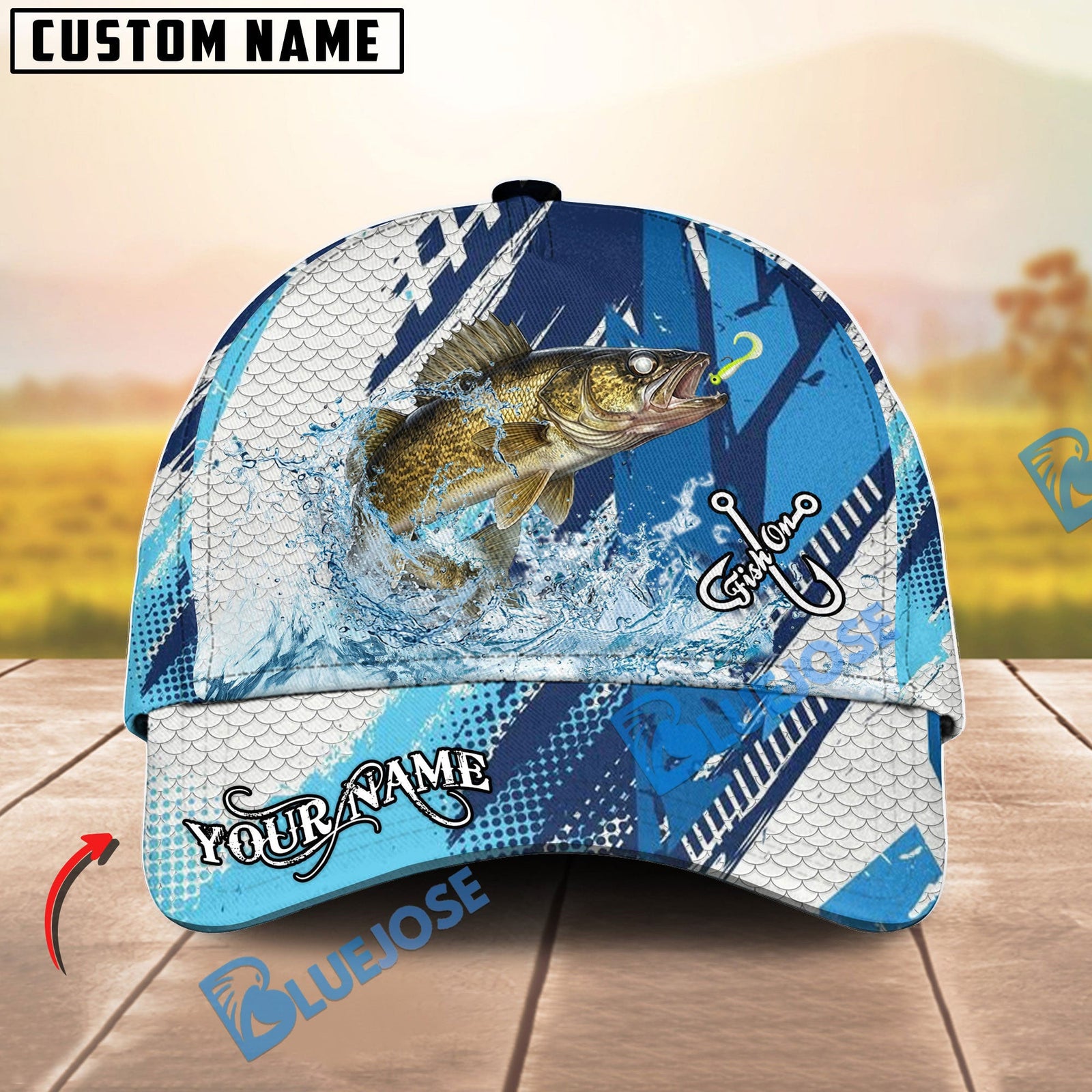 BlueJose Fishing Technical Fish Scale Personalized Cap (13 Breeds)