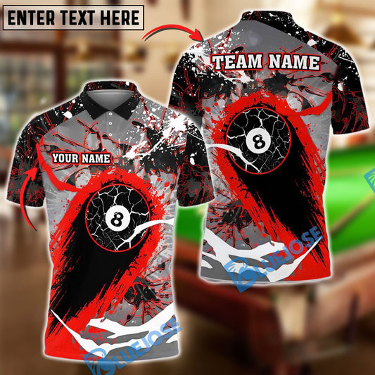 BlueJose Billiards Ball 8 Lightning Stains Personalized Name Shirt (4 Colors)