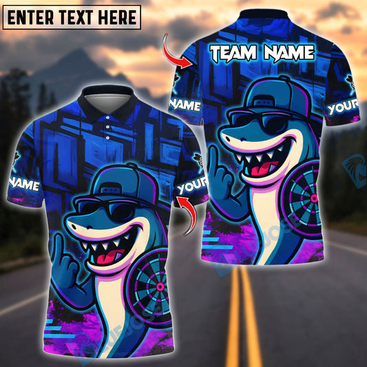 BlueJose Darts Shark Graffiti Style Customized Name, Team Name 3D Shirt (4 Colors)