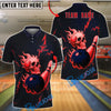 BlueJose Bowling And Pins Metal Skull Design Customized Name, Team Name 3D Shirt (4 Colors)