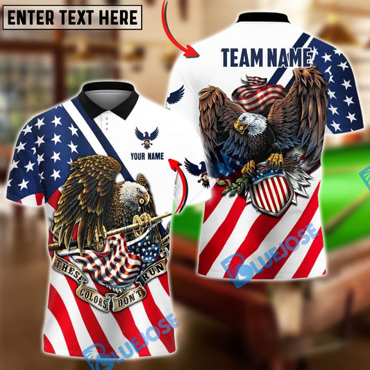 BlueJose Billiards Ball 8 American Eagle Flag Pride Customized Name, Team Name 3D Shirt