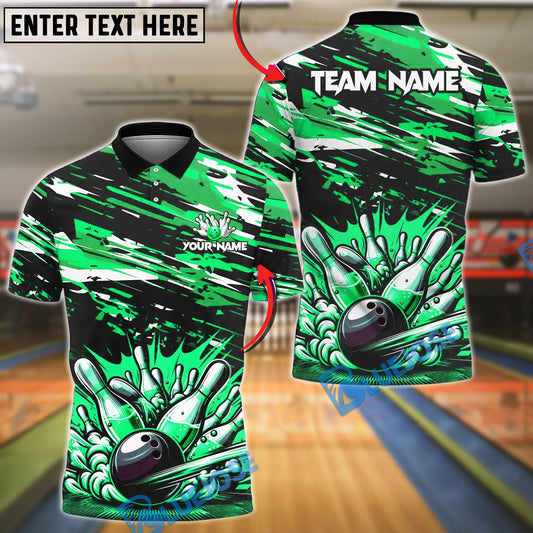 BlueJose Bowling And Pins Paint Impact Customized Name, Team Name 3D Shirt (4 Colors)